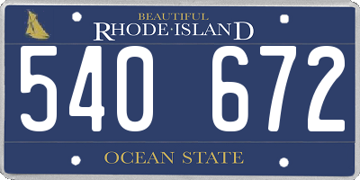 RI license plate 540672
