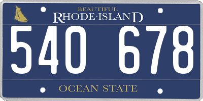 RI license plate 540678