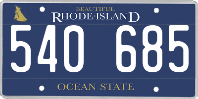 RI license plate 540685