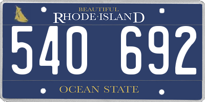 RI license plate 540692