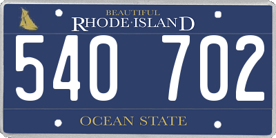 RI license plate 540702