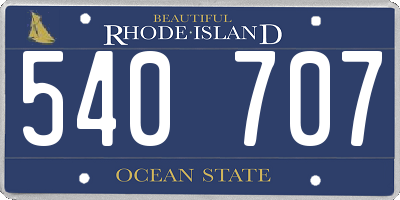 RI license plate 540707
