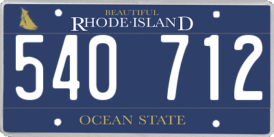 RI license plate 540712