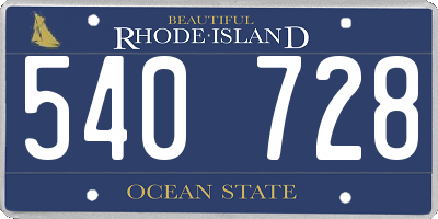 RI license plate 540728