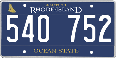RI license plate 540752