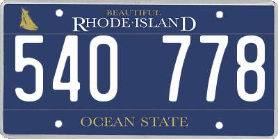 RI license plate 540778