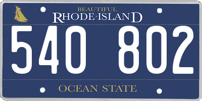 RI license plate 540802