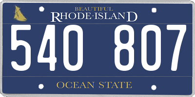 RI license plate 540807