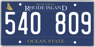 RI license plate 540809
