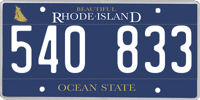 RI license plate 540833