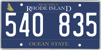 RI license plate 540835