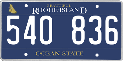 RI license plate 540836