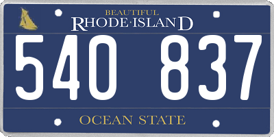 RI license plate 540837