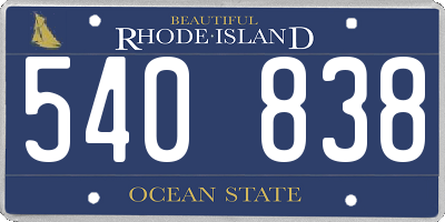 RI license plate 540838