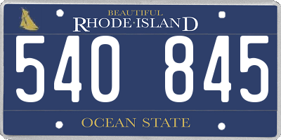 RI license plate 540845