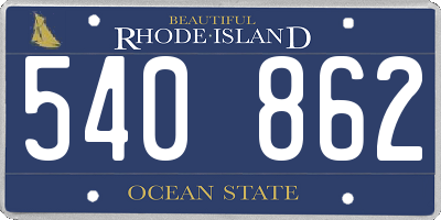 RI license plate 540862