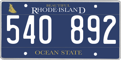RI license plate 540892
