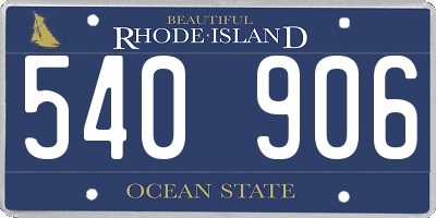 RI license plate 540906