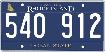 RI license plate 540912