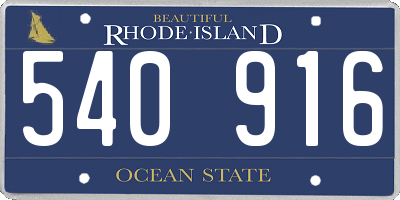 RI license plate 540916