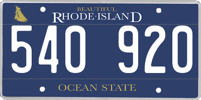 RI license plate 540920