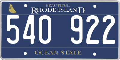 RI license plate 540922