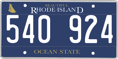 RI license plate 540924