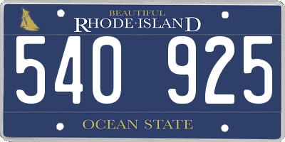 RI license plate 540925