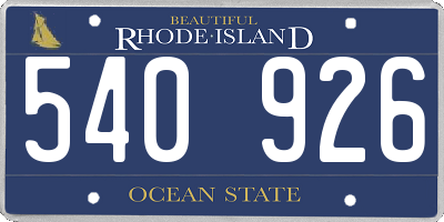 RI license plate 540926