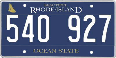 RI license plate 540927