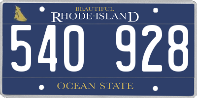 RI license plate 540928