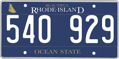 RI license plate 540929