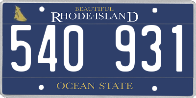 RI license plate 540931