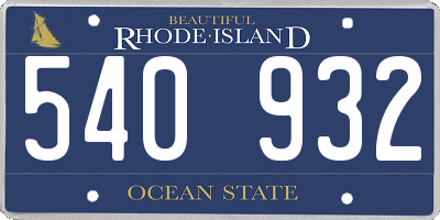 RI license plate 540932