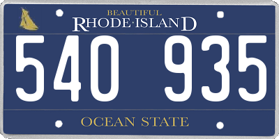 RI license plate 540935