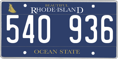 RI license plate 540936