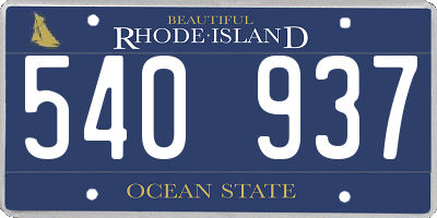 RI license plate 540937
