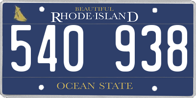 RI license plate 540938