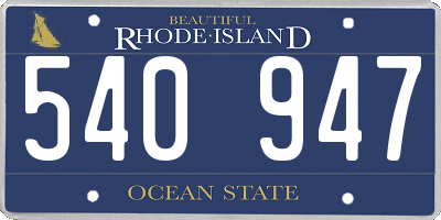 RI license plate 540947