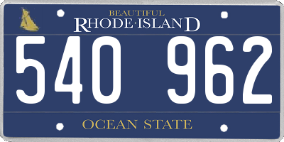 RI license plate 540962