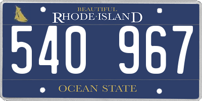 RI license plate 540967
