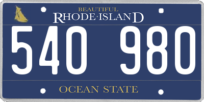 RI license plate 540980