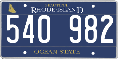 RI license plate 540982