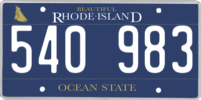 RI license plate 540983