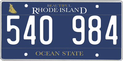 RI license plate 540984