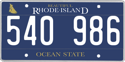 RI license plate 540986