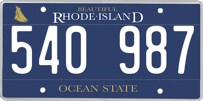 RI license plate 540987
