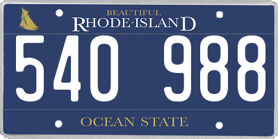 RI license plate 540988