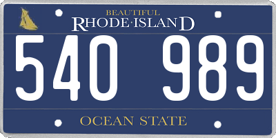 RI license plate 540989
