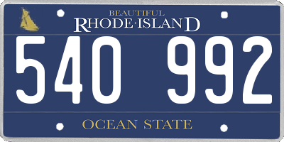 RI license plate 540992